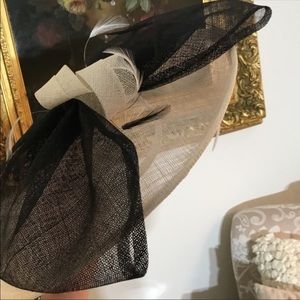 Cream and black custom Kentucky derby hat